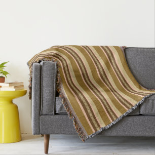Mid-Century awning stripe - tan and peach Throw Blanket