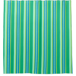 Mid-Century Awning Stripes, Jade Green Shower Curtain