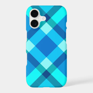 Mid-Century Bias Plaid, Cobalt Blue and Turquoise