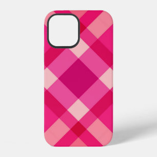 Mid-Century Bias Plaid, Fuchsia Pink and Wine iPhone 12 Case