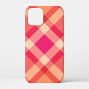 Mid-Century Bias Plaid, Orange, Coral & Fuchsia iPhone 12 Mini Case