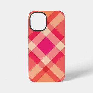 Mid-Century Bias Plaid, Orange, Coral & Fuchsia iPhone 12 Mini Case