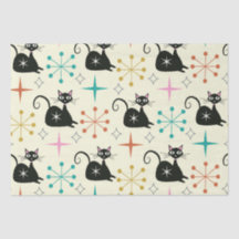 Mid Century Black Atomic Cat with Starbursts 