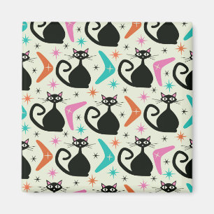 Mid Century Black Atomic Cats with Boomerangs  Magnet