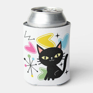 Mid Century black cat Can Cooler
