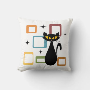 Mid Century black cat Cushion