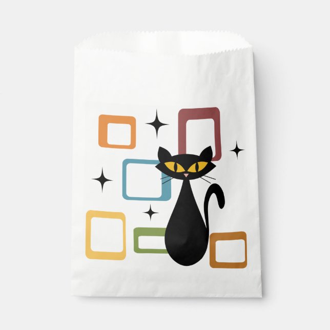 Mid Century black cat Favour Bag (Front)