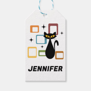 Mid Century black cat Gift Tags