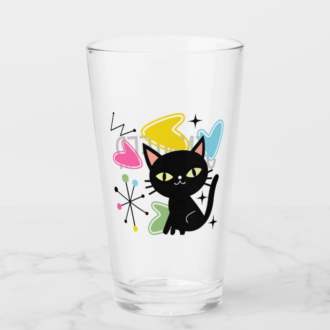 Mid Century black cat Glass (Front)