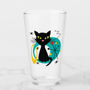 Mid Century black cat Glass