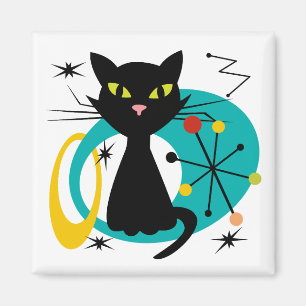 Mid Century black cat Magnet
