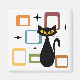 Mid Century black cat Magnet
