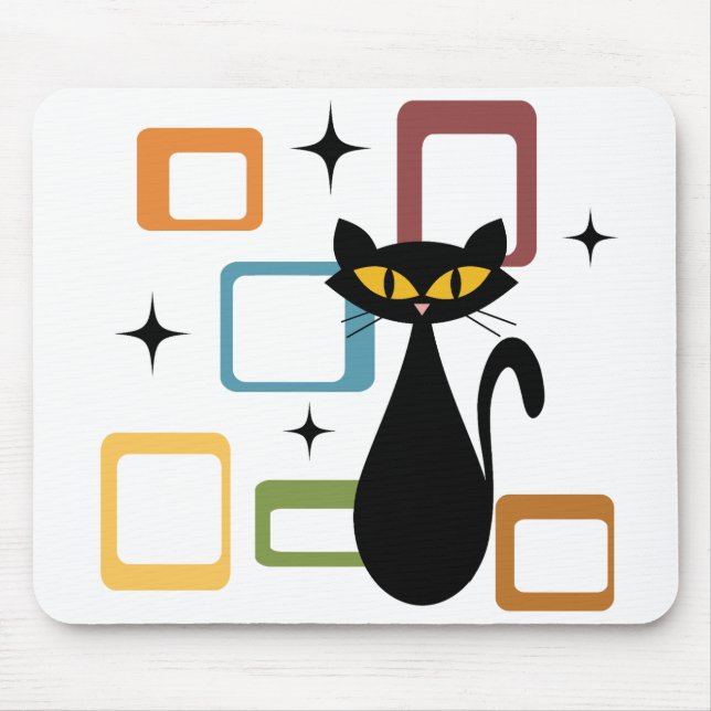 Mid Century black cat Mouse Pad (Front)