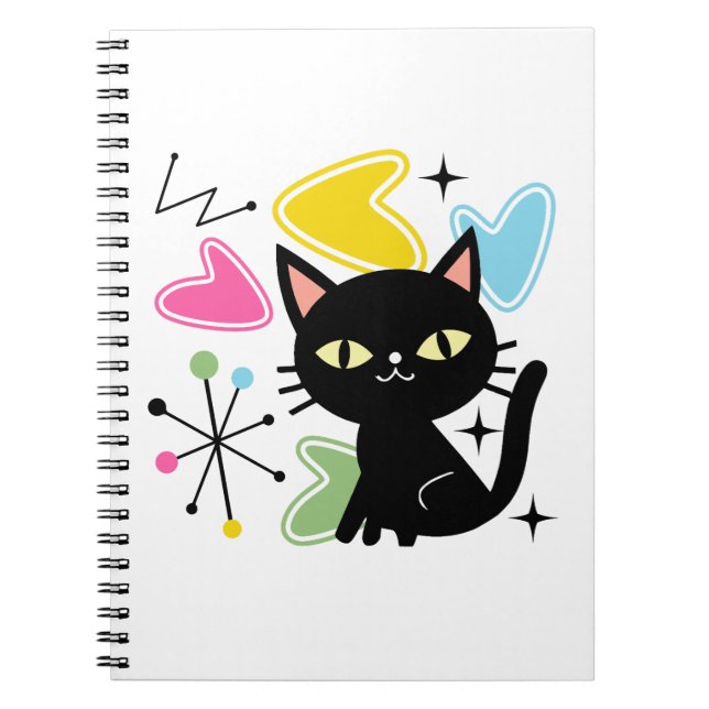 Mid Century black cat Notebook (Front)