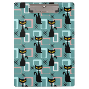 Mid Century black cat pattern  Clipboard