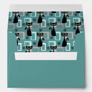 Mid Century black cat pattern Envelope