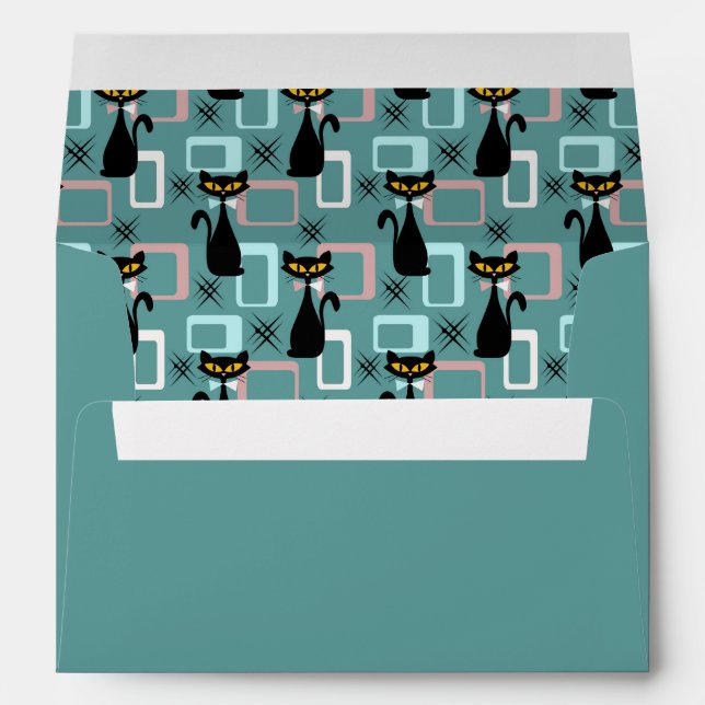 Mid Century black cat pattern Envelope (Back (Bottom))