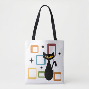 Mid Century black cat Tote Bag