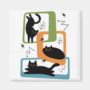 Mid Century black cats Magnet