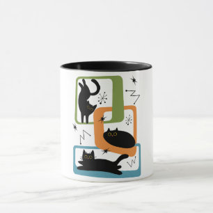 Mid Century black cats Mug