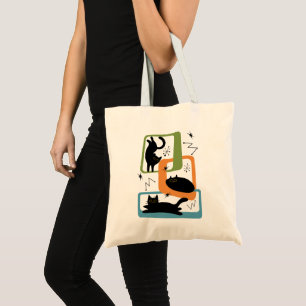 Mid Century black cats Tote Bag