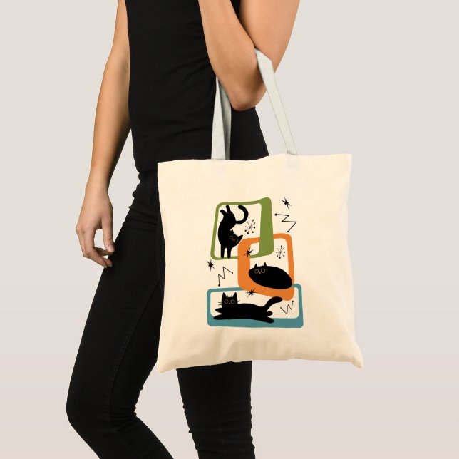 Mid Century black cats Tote Bag (Front (Product))