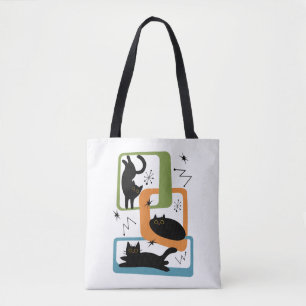 Mid Century black cats Tote Bag