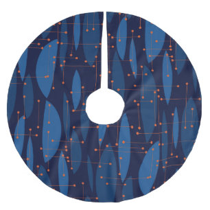 Mid-Century Blue Atomic Seamless Pattern Brushed Polyester Tree Skirt