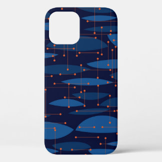 Mid-Century Blue Atomic Seamless Pattern iPhone 12 Case