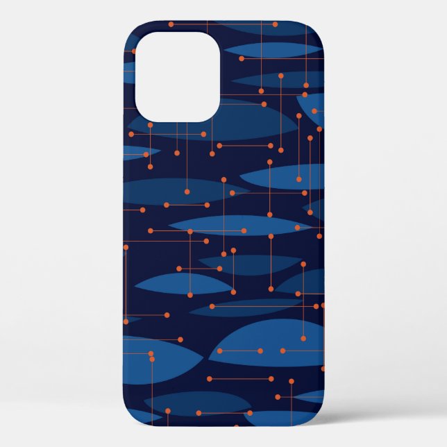 Mid-Century Blue Atomic Seamless Pattern Case-Mate iPhone Case (Back)