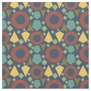 Mid Century Blue Geometric Fabric