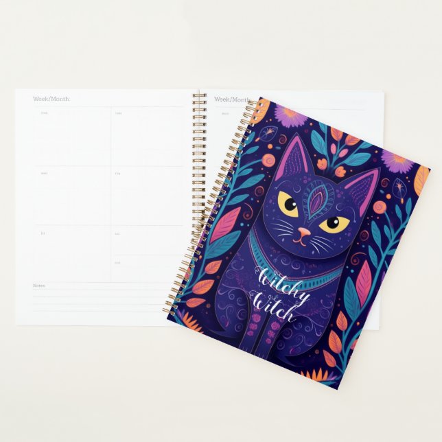 Mid Century Boho Style/ Floral Cat Lover's Planner (Display)