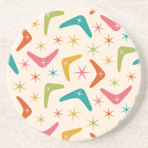 Mid Century Boomerang with Retro starbursts  Coaster