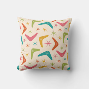 Mid Century Boomerang with Retro starbursts  Cushion