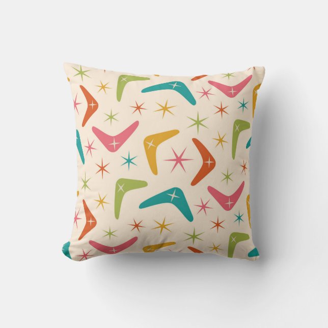 Mid Century Boomerang with Retro starbursts  Cushion (Front)