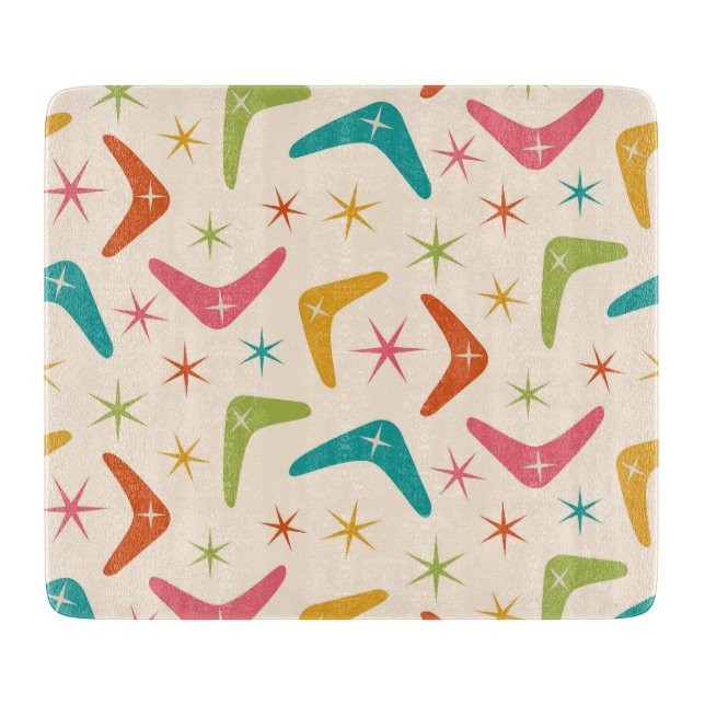 Mid Century Boomerang with Retro starbursts  Cutting Board (Front)