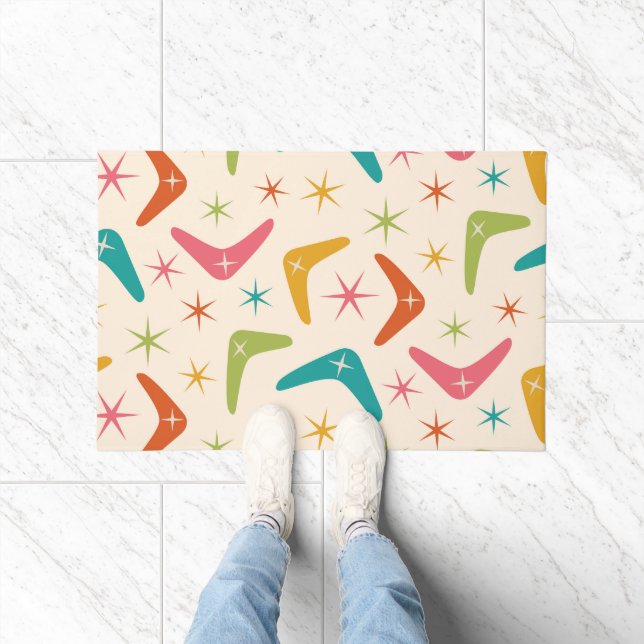 Mid Century Boomerang with Retro Starbursts  Doormat (Indoor)