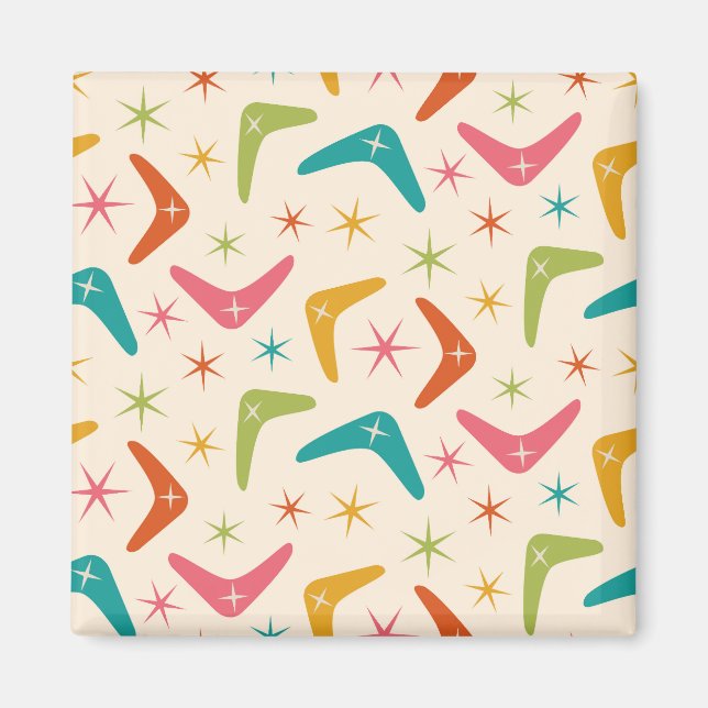 Mid Century Boomerang with Retro starbursts  Magnet (Front)