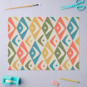 Mid Century Boomerangs on Harlequin Diamonds  Tissue Paper
