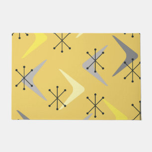 Mid Century Boomerangs Starbursts Yellow Doormat