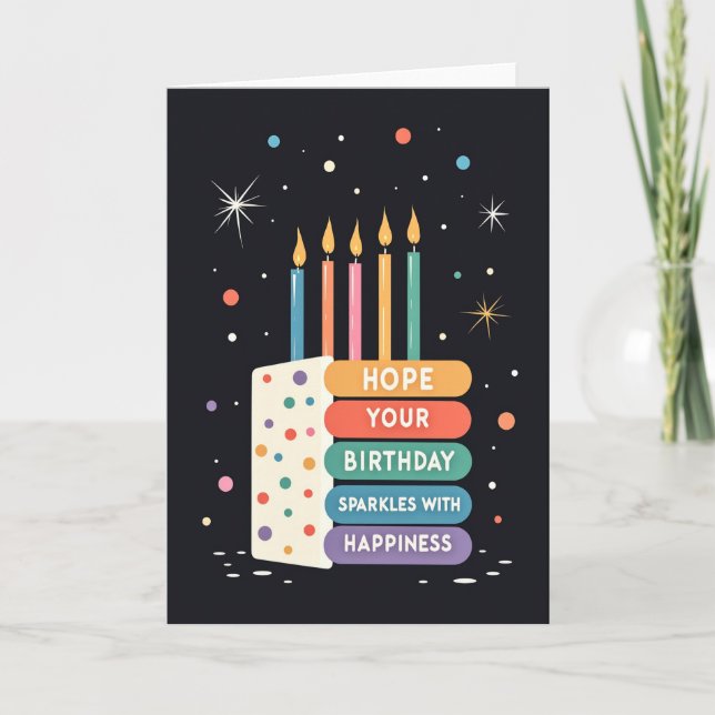 Mid Century Cake Birthday Card (Front)