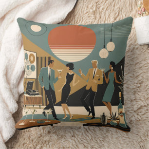 Mid Century California Vibes Martini Dance Party Cushion