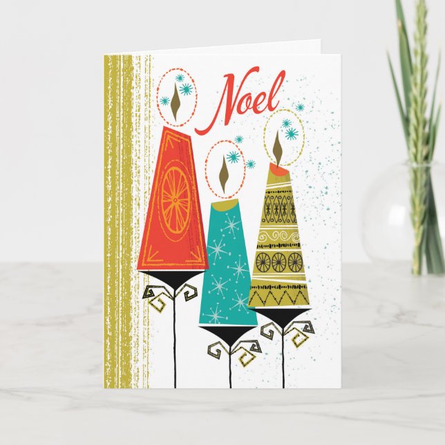 Mid-Century Candles Christmas Card (Front)