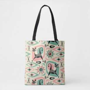 Mid Century Cat Abstract Tote Bag