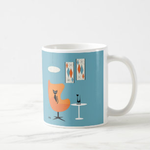 Mid Century Cat in Turquoise Room Coffee Mug