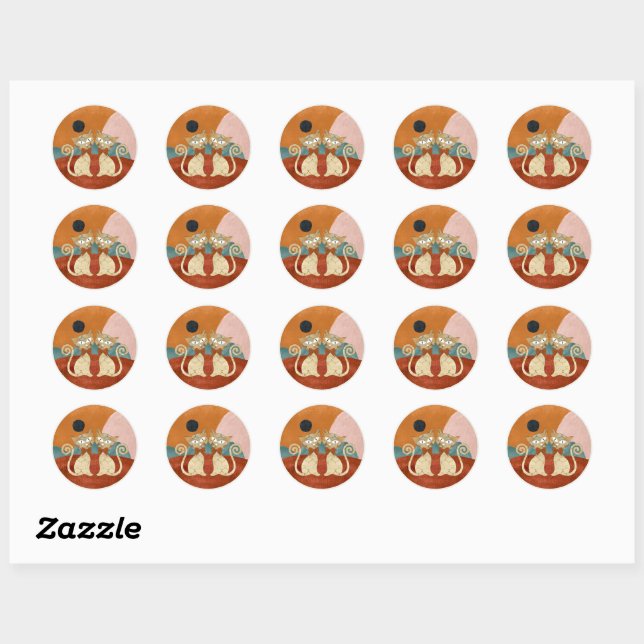 Mid Century Cat Mid-Century Modern Classic Round Sticker (Sheet)