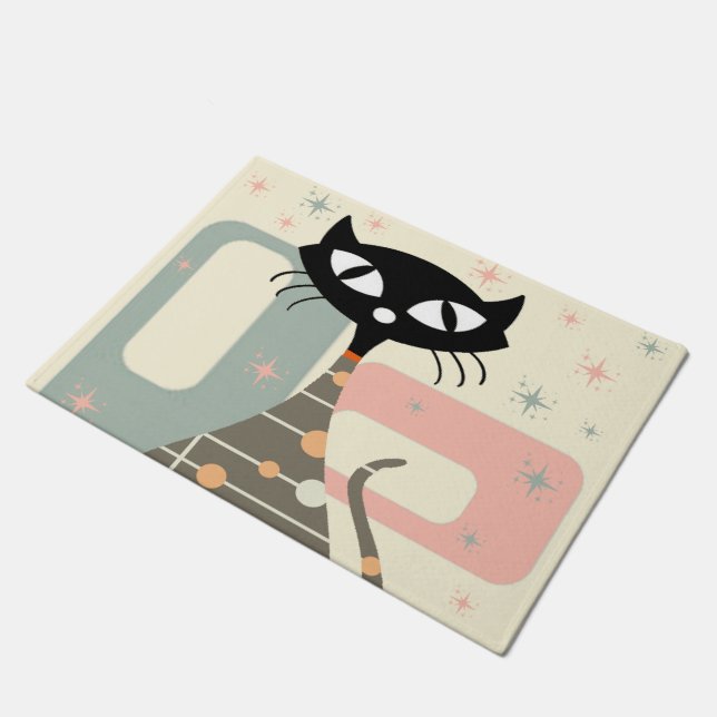 Mid Century Cat Mid-Century Modern Doormat (Angled)