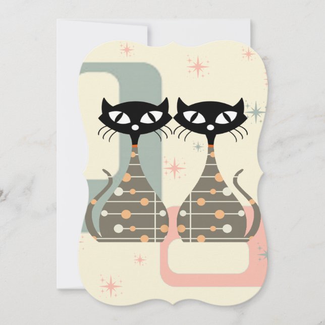 Mid Century Cat Mid-Century Modern Holiday Card (Front)