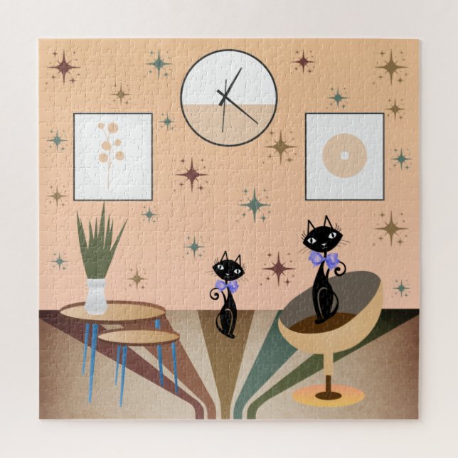Mid Century Cat Mid-Century Modern Jigsaw Puzzle (Vertical)