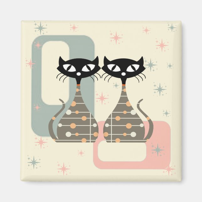 Mid Century Cat Mid-Century Modern Magnet (Front)